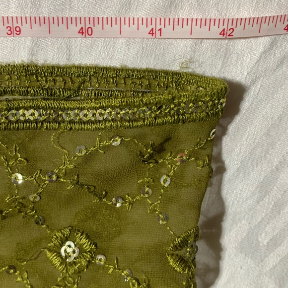 Set of 3 Vintage Embroidered Dupattas, Shades of Green with lots of bling, GUC - Picture 4 of 16